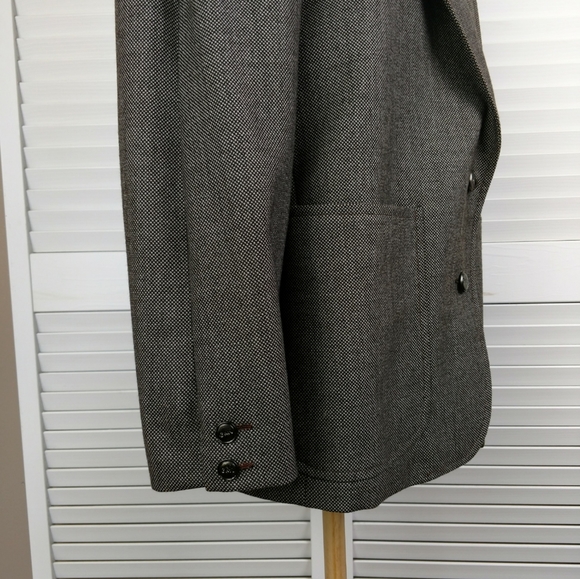 Gian Marco Venturi men brown wool blazer birdseye print ~39R - Picture 4 of 11